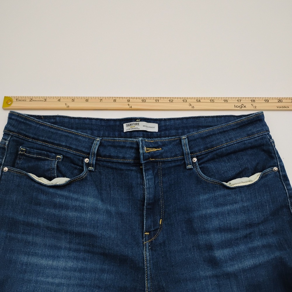Signature by Levi Strauss Gold Label Mid-Rise Straight Jeans Blue 16M 94442-0080 - Picture 7 of 14